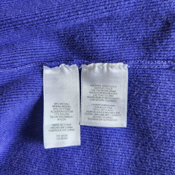 Anne Klein Sweater Cardigan Women's Size PS Purple 3/4 Bell Sleeve Button Up - Picture 7 of 10